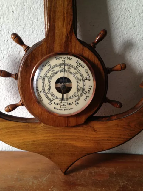 Baromètre vintage marin en bois années 50 - Ressourcerie Histoires