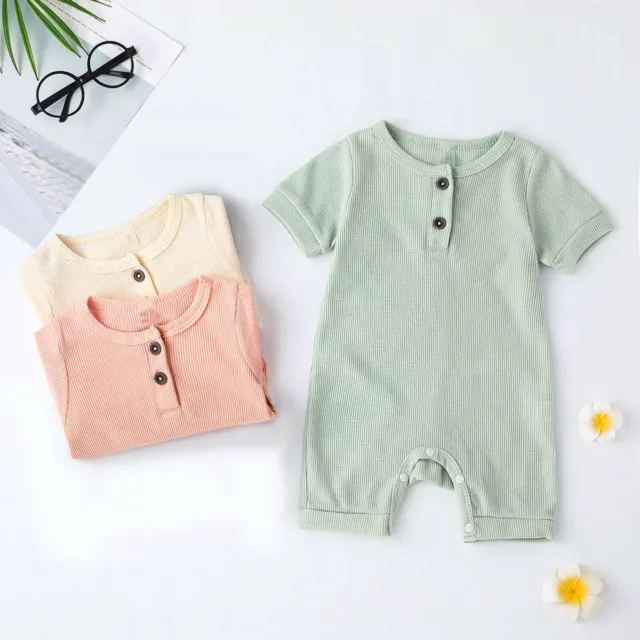 Newborn Baby Girls Boys Ribbed Romper Bodysuit Jumpsuit Summer Outfits Clothes