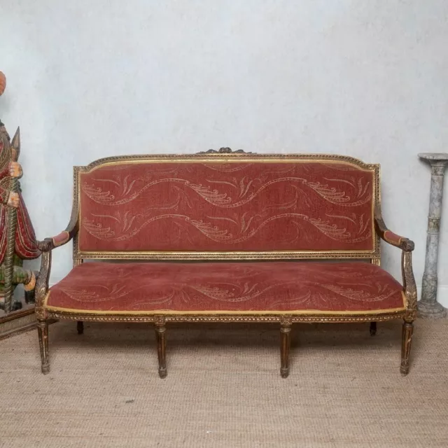 Antique French Sofa 19th Century Gilt Gilded Louis XVI