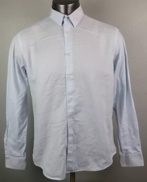 Versace Collection Trend Dress Shirt Mens Size 17 Blue Button Front Long Sleeve