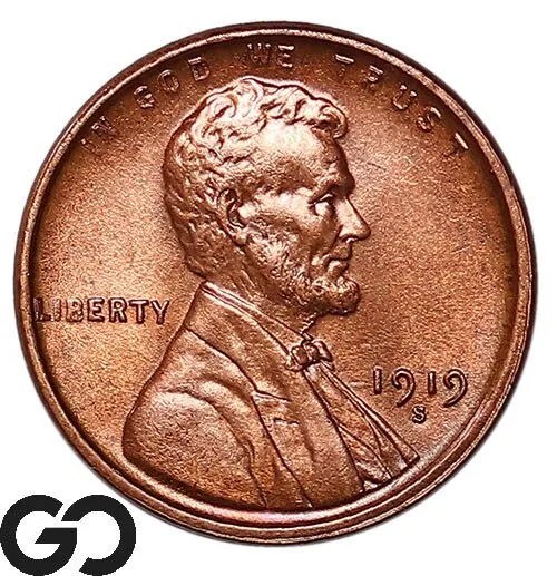 1919-S Lincoln Cent Wheat Penny, Red, Tough Gem BU++ RD Better Date ** Free S/H!