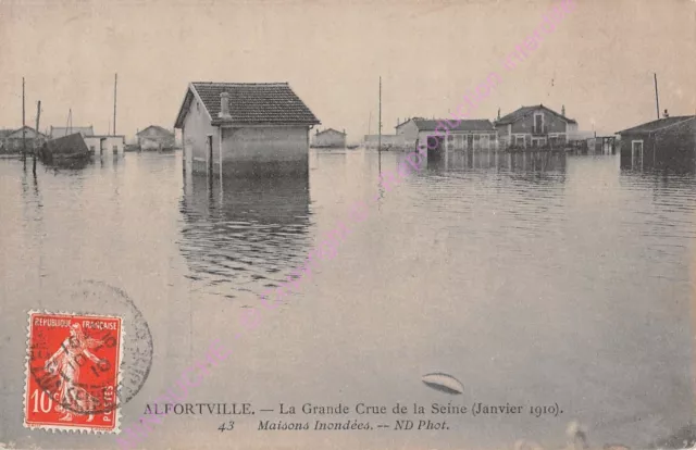 CPA 94140 ALFORTVILLE Grande crue de la Seine maisons inondées Edt ND ca1910