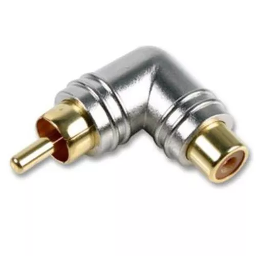 Right Angle Phono / RCA 90 Degree Adaptor Connector Chrome GOLD