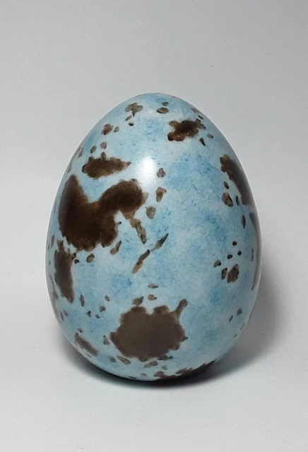 Ceramic Porcelain Speckled Egg Blue Brown Glazed Large 4.75" tall