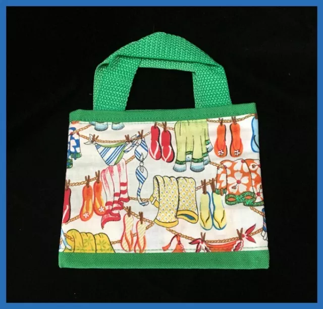 children's mini laundry line print purse / 100% cotton - FREE SHIPPING