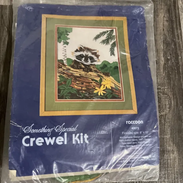 Candamar Something Special  LONG STITCH CREWEL KIT  Racoon 40072 1980