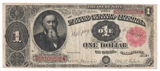 1891 $1 Treasury Note.  VF/spits.  Y00011573