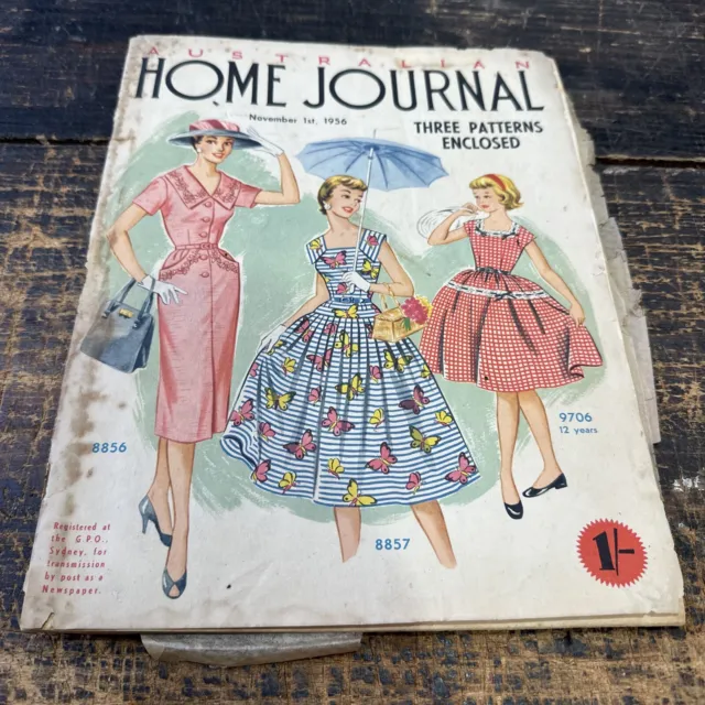 Australian Home Journal Patterns Enclosed November 1956 Vintage