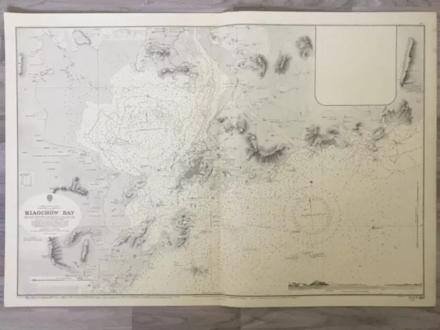 Huge China Nautical Map Qingdao By British Admiralty Hms Swallow Kiaochow Bay