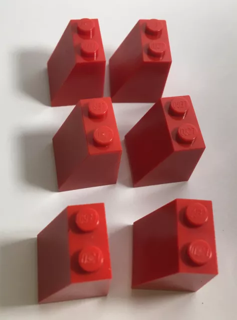 6 x Lego Colonna Inclinata Rossa, 2x2x2, Parte 3678b, Ottime Condizioni, Classico