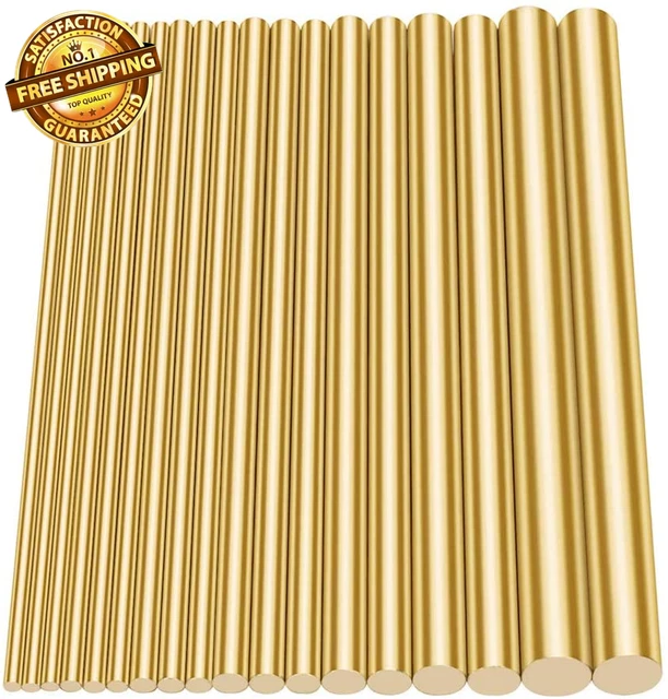 18Pcs Brass Solid round Rod Lathe Bar Stock Assorted for DIY Craft Tool, Diamete