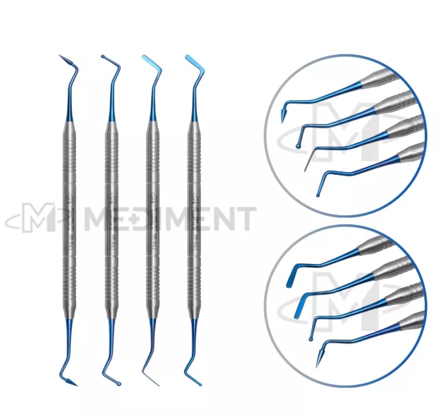 4 Pcs Dental Composite Filling Instrument Blue Titanium Coated Restorative Kit