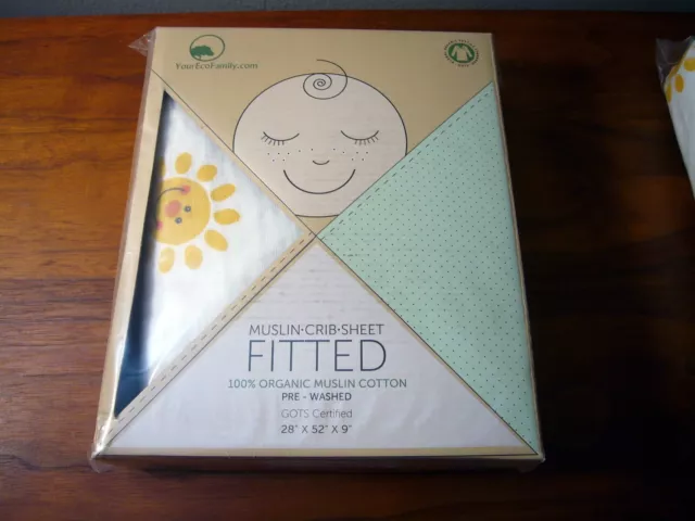 NIB Your Eco Family Fitted Crib Toddler Sheet Organic Cotton Muslin Sunflower