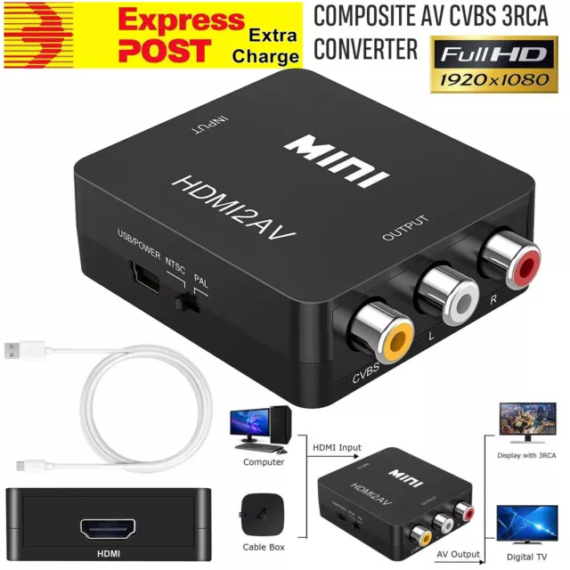 HDMI to RCA Composite AV CVBS 3RCA Video Cable Converter 1080p Downscaling