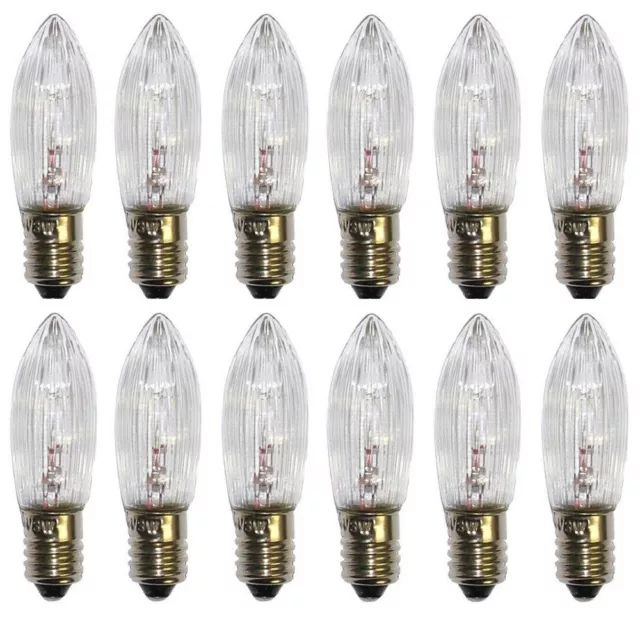 12 Stück 34V 3W E10 Spitzkerze Glühbirnen Glühlampen für Schwibbogen Lichter Neu