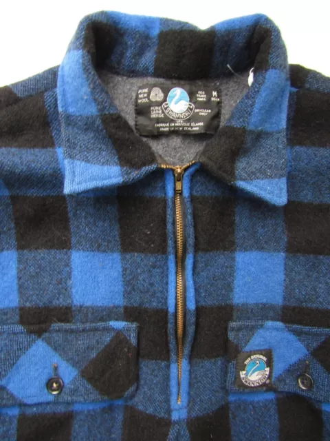 Swanndri Ranger  Wool Bushshirt 1/4 zip medium blue & black check LSHTA347