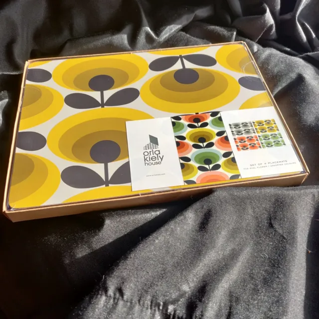 Orla Kiely - Cork Placemats -Tablemats - Set Of Four - 70s Oval Flower - New