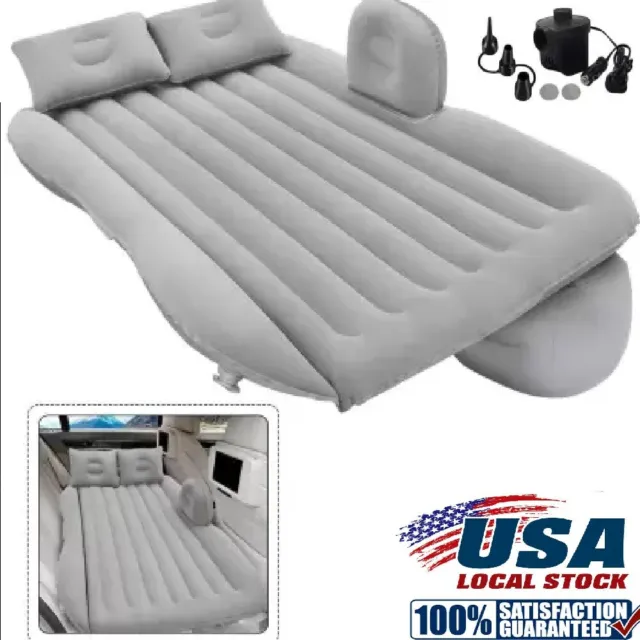 Inflatable Travel Car Air Bed Camping Mattress Back Seat Sleep Rest Hiking Gear