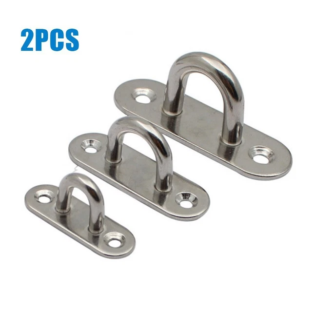 Heavy Duty Eye Plate Oblong Hook Loop Pad Siver Stainless Steel Staple