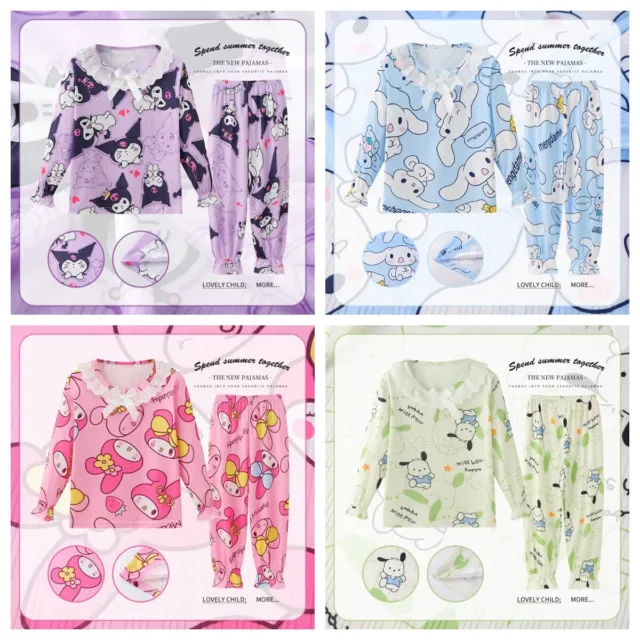 Cinnamoroll, My Melody, Kuromi Pochacco Long Sleeve Kids Pajamas Two Piece Set
