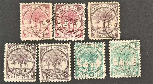 STAMPS SAMOA 1895 P11x11 USED WITH SHADES - #2174r