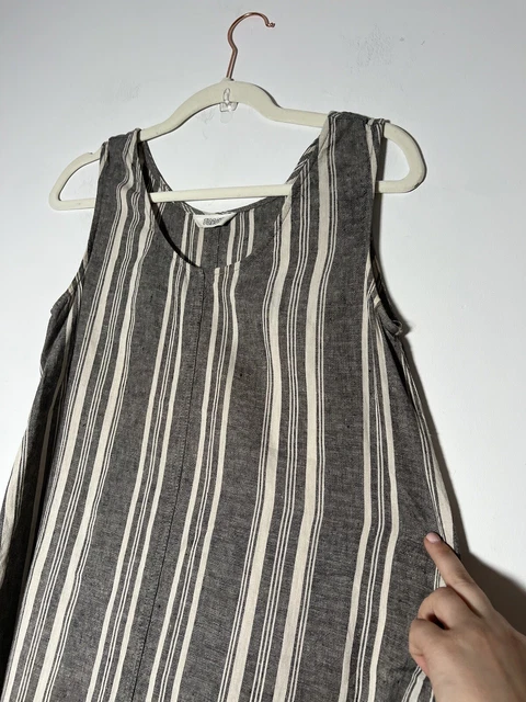 TOAST TICKING STRIPE Linen Dress Small Size Utility Pockets Holiday Cruise  68.30 - PicClick UK