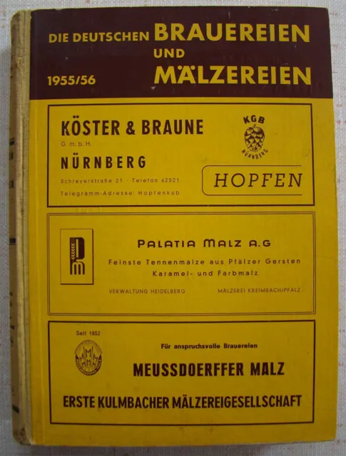 altes Brauerei Adressbuch von 1955/56 , Brauereien Deutschland Berlin , ohne DDR