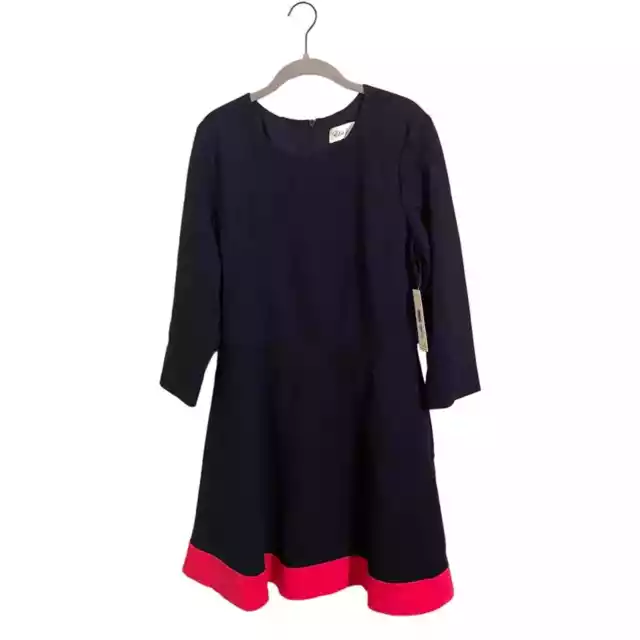 Eliza J Colorblock Navy Pink Fit & Flare Dress Size 16 NWT
