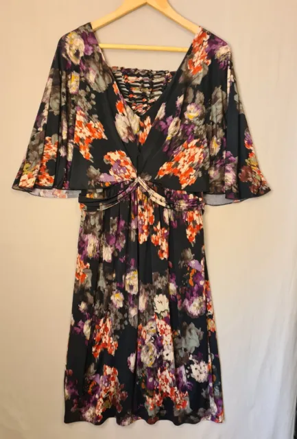 WOMENS DRESS Size L Purple Floral Stretch Dress Cocktail Party Maternal America