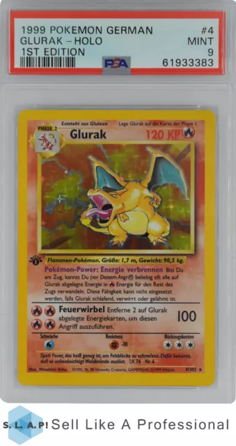 1999 Pokemon German 4 Glurak-Holo 1St Edition Psa 9