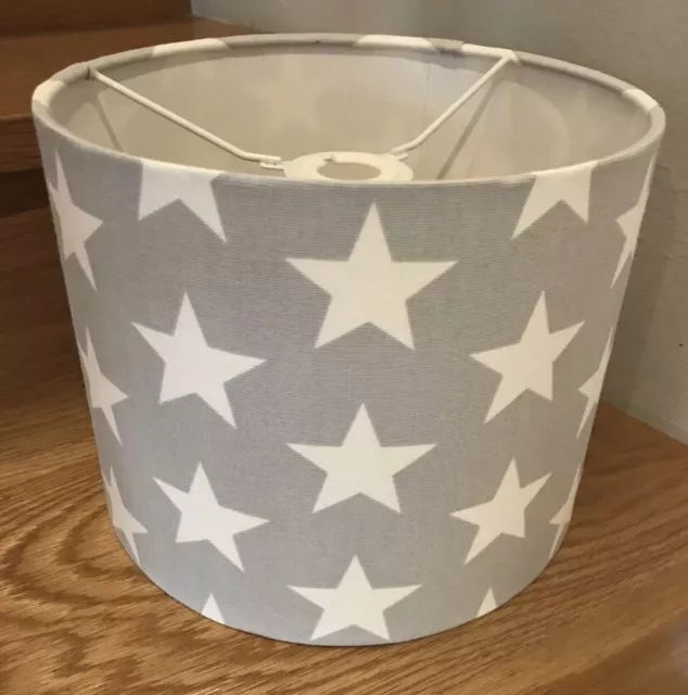 Handmade Lampshade Grey with large white stars, ceiling or lamp, various sizes