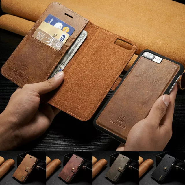 Genuine DG.MING Vintage Leather Wallet Case Cover For Apple iPhone XS MAX XR 6S