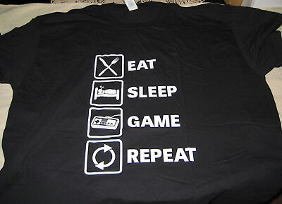 Mens XXXL "Eat Sleep Game Repeat" T-Shirt Brand New Cotton 100%