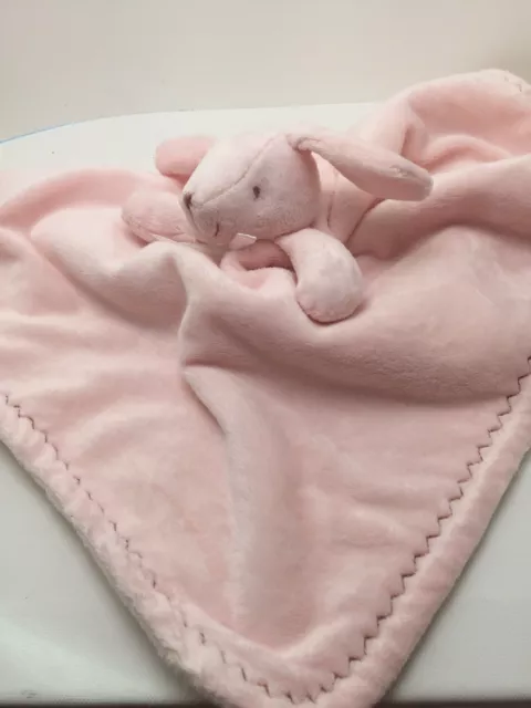 Blankets and Beyond Pink White Bunny Security Blanket Lovie Rabbit Plush Zig Zag