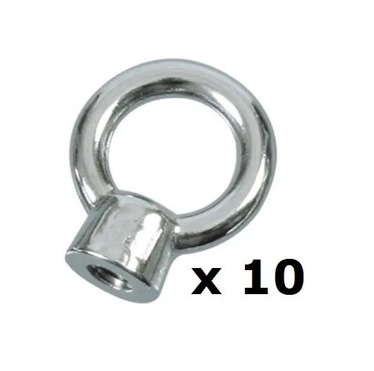 10 x Eye Nut M8 (8mm) Marine Stainless 316 Shade sail Balustrade trailers DIY