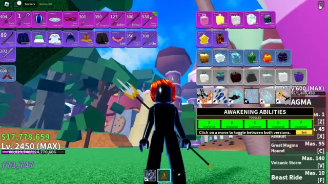 Blox Fruit Lv:2450Max, Awaken magma, SHARK V4 (Tier 1) Unverified Account