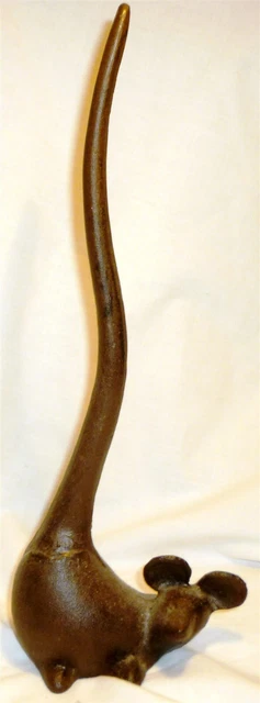 Vintage Antique Wrought Iron Mouse Figurine Toilet Paper Holder Door Stopper