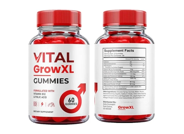 VITAL GROW XL Male Gummies, Vital Testo Gummies for Performance (60