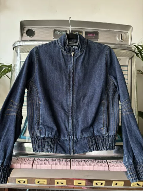 Dark Denim Bomber Jacket Size 12 By Rockport