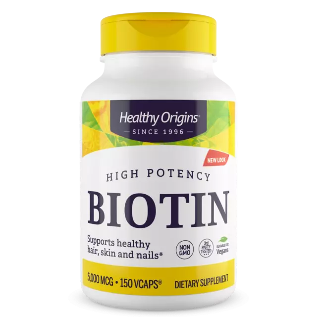 Healthy Origins hochwirksames Biotin 5.000mcg 150 vegetarische Kapseln starkes Haar