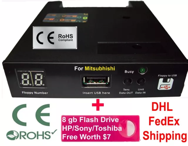 Floppy Drive to USB Converter Emulator for Mitsubhishi EDM FX 10 + 8gb (720 kb)