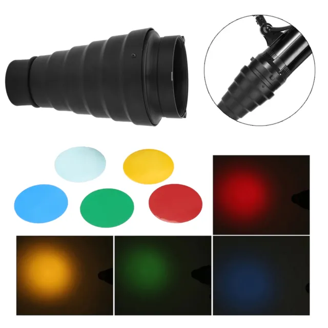 Flash Snoot Mount Conical Snoot Kit Optical Photography Flash Condenser Tube 2BB