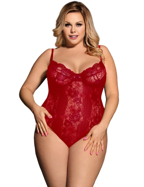 RED LACE SEXY Sheer Plus Size 8-22 Lingerie Bodysuit Teddy One Piece  Slimming $29.99 - PicClick AU