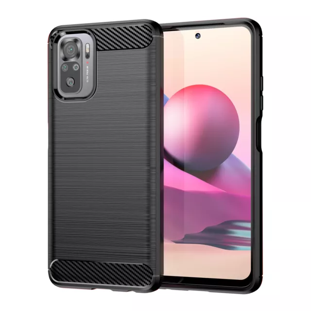 Funda Gel Silicona Carcasa Fibra de Carbono para Xiaomi Redmi Note 10 Pro