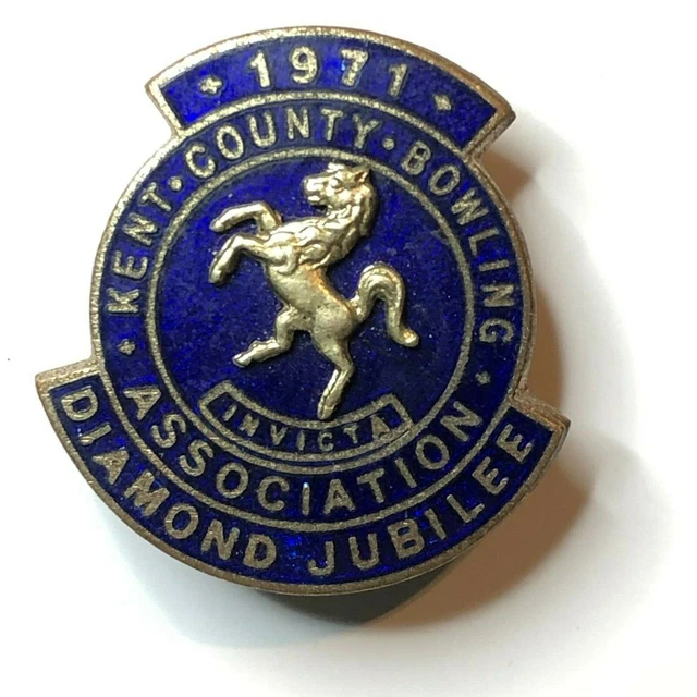 ENAMEL KENT COUNTY Bowling association 1971 Diamond Jubilee Badge EUR 8