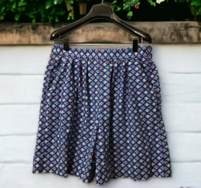 Vintage David Brooks Shorts Womens 14 Fish Print Pleated Elastic Back Waistband