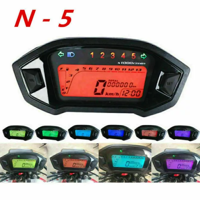 LCD Gang N-5 14000RPM Drehzahlmesser Tachometer Motorrad Kilometerzähler Digital