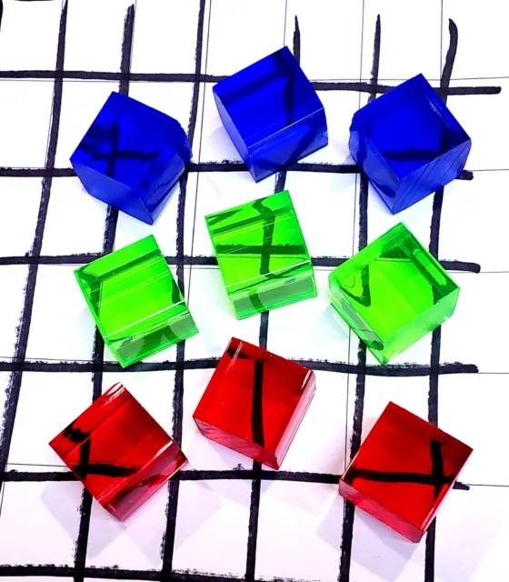 9 CUBES 1” x 1" x 1" COLOR SQUARE CLEAR ACRYLIC RED GREEN BLUE AQUARIUM BLOCKS