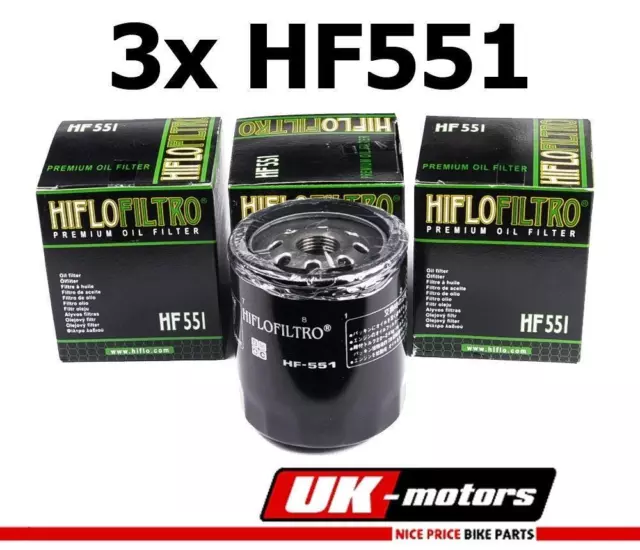 3x Hiflo Ölfilter Oil Filter HF551 für Moto Guzzi Stelvio 1200