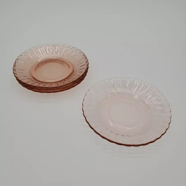 4 5.25  Fortecrisa Mexico Pink Depression Glass Saucers